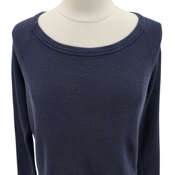 James Perse Standard Womens Large / 3 Top Waffle Knit Black Thermal Long Sleeve - Picture 2 of 9